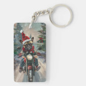 Französische Bulldog-Motorrad-Weihnachten Schlüsselanhänger (Rückseite)