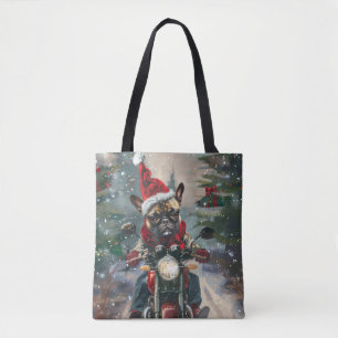 Französische Bulldog-Motorrad-Weihnachten Tasche