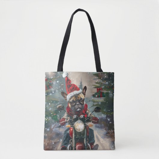 Französische Bulldog-Motorrad-Weihnachten Tasche (Vorderseite)