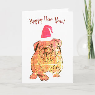 Französische Bulldog-Neujahrskarte Karte