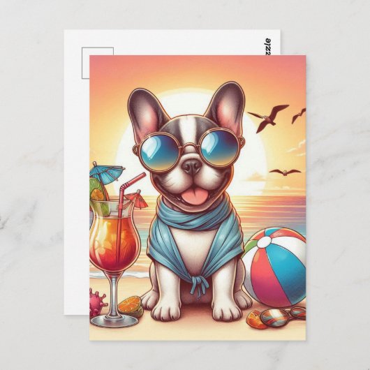 Französische Bulldog Postkarte (Vorne/Hinten)