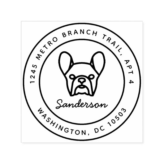 Französische Bulldog-Rücksendeadresse-Briefmarke Permastempel (Design)