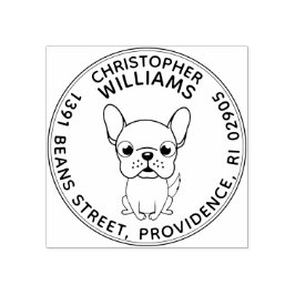 Französische Bulldog-Runde-Rücksendeadresse-Briefm Gummistempel