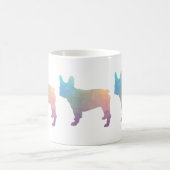 Französische Bulldog-Silhouette mit farbenfroher G Kaffeetasse (Mittel)