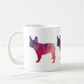 Französische Bulldog-Silhouette mit farbenfroher G Kaffeetasse (Links)