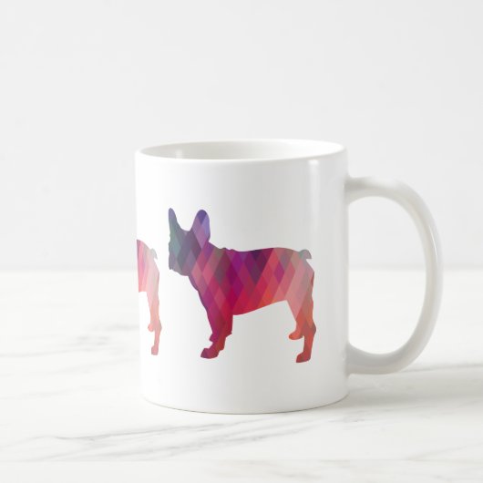 Französische Bulldog-Silhouette mit farbenfroher G Kaffeetasse (Rechts)