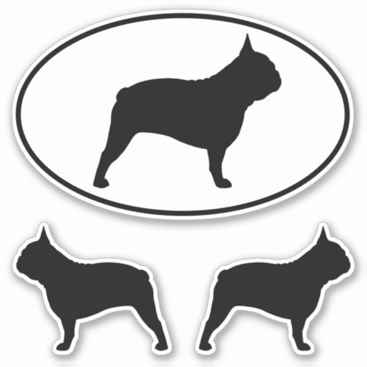 Französische Bulldog-Silhouetten Frenchie Sticker- Aufkleber (Vorderseite)