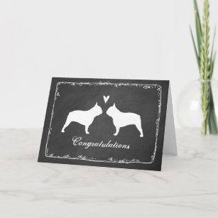 Französische Bulldog-Silhouetten Hochzeiten Glückw Karte