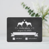 Französische Bulldog-Silhouetten Hochzeitslehre UA RSVP Karte (Stehend Vorderseite)
