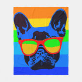 Französische Bulldog-Sonnenbrille Pop Art Fleecedecke (Vorderseite)