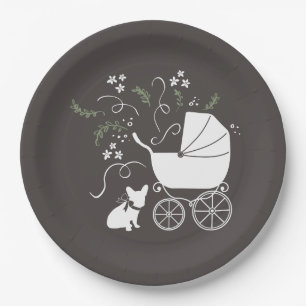 Französische Bulldog Themenparty - Babydusche neu Pappteller