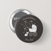 Französische Bulldog Themenparty - Babydusche neut Button (Vorne & Hinten)