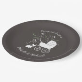 Französische Bulldog Themenparty - Babydusche neut Pappteller (Schrägansicht)