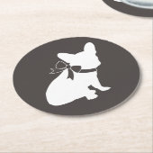 Französische Bulldog Themenparty - Babydusche neut Runder Pappuntersetzer (Angewinkelt)