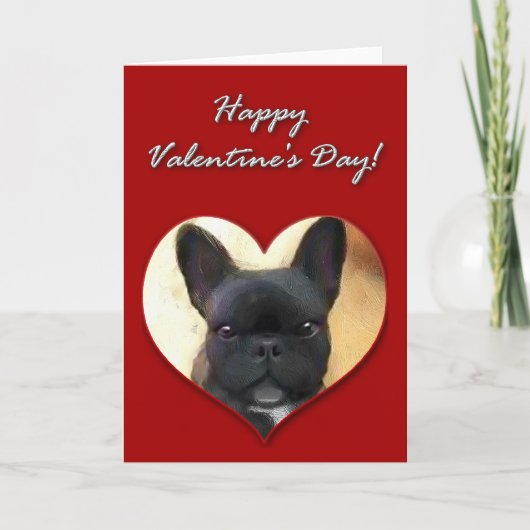Französische Bulldog-Valentinstag Feiertagskarte (Vorderseite)