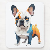 Französische Bulldog Vector Kunst mit lebhaften Fa Mousepad (Vorne)
