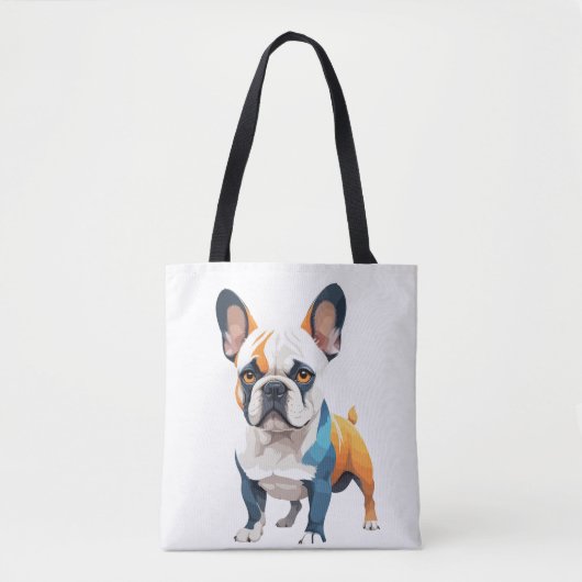 Französische Bulldog Vector Kunst mit lebhaften Fa Tasche (Vorderseite)