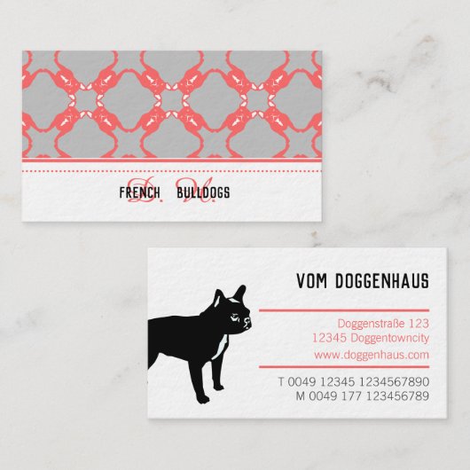 Französische Bulldog-Visitenkarte Visitenkarte (Vorne/Hinten)