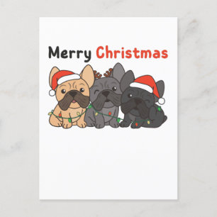 Französische Bulldog-Weihnachtstiere Niedliche Hun Feiertagspostkarte
