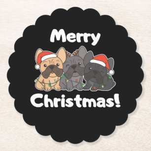 Französische Bulldog-Weihnachtstiere Niedliche Hun Untersetzer