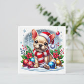 Französische Bulldog Winter Wonderland Card Feiertagskarte (Stehend Vorderseite)