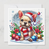 Französische Bulldog Winter Wonderland Card Feiertagskarte (Vorderseite)