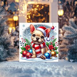 Französische Bulldog Winter Wonderland Card Feiertagskarte