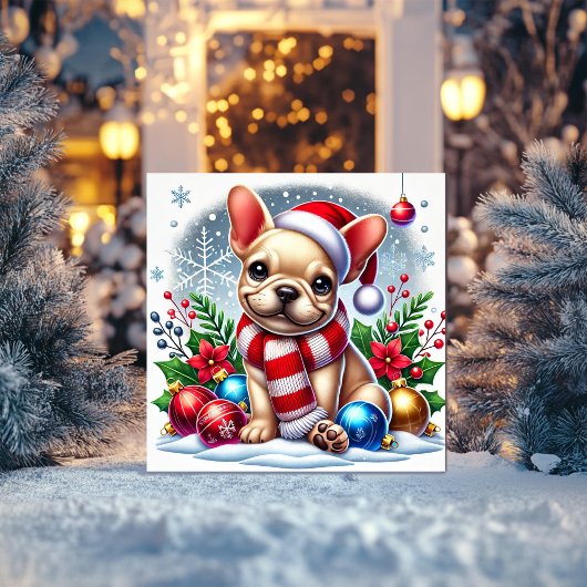 Französische Bulldog Winter Wonderland Card Feiertagskarte