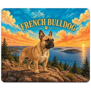 Französische Bulldogge, Acadia-Küste Vintage-Aquar Mousepad
