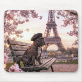 Französische Bulldogge am Eiffelturm Mousepad (Vorne)
