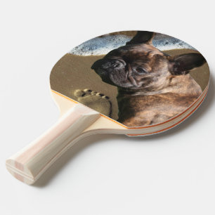 Französische Bulldogge am Meer French Bulldog Tischtennis Schläger