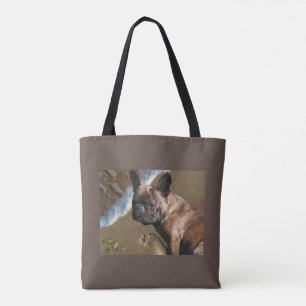Französische Bulldogge am Strand French Bulldog Tasche