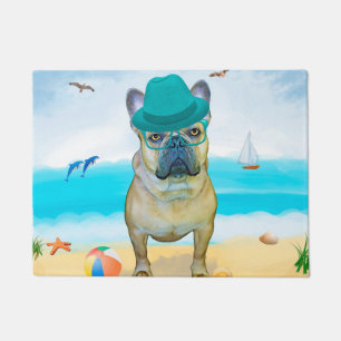 Französische Bulldogge am Strand Fußmatte