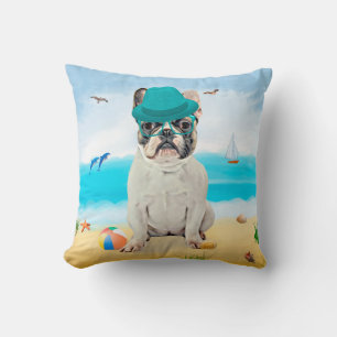 Französische Bulldogge am Strand Kissen