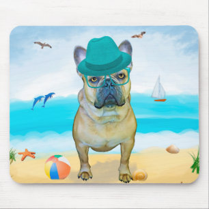 Französische Bulldogge am Strand Mousepad