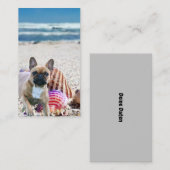 Französische Bulldogge am Strand Postkarte Visitenkarte (Vorne/Hinten)