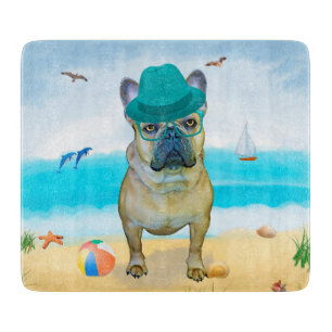 Französische Bulldogge am Strand Schneidebrett