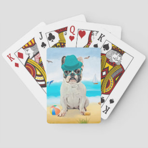 Französische Bulldogge am Strand Spielkarten