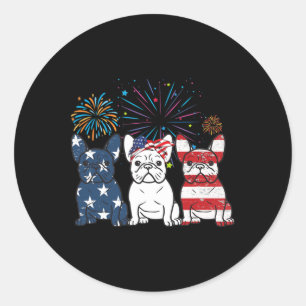 Französische Bulldogge Amerikanische Flagge 4. Jul Runder Aufkleber