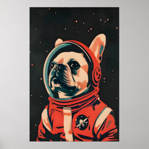 Französische Bulldogge Astronaut Poster, Französis Poster