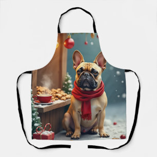 Französische Bulldogge auf dem Vintage-Weihnachtsm Schürze