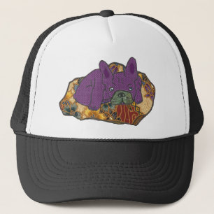 Französische Bulldogge auf Kissen Truckerkappe