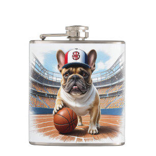 Französische Bulldogge Basketball Bulldog Vatertag Flachmann