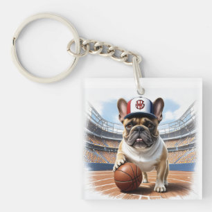 Französische Bulldogge Basketball Bulldog Vatertag Schlüsselanhänger