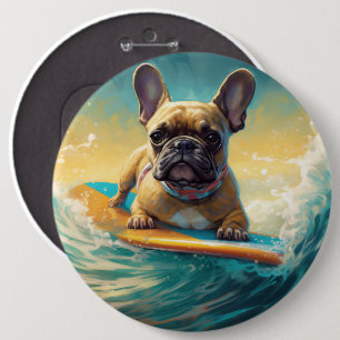 Französische Bulldogge Beach Surfen Malerei Button