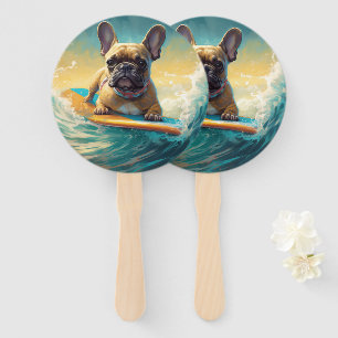Französische Bulldogge Beach Surfen Malerei Fächer
