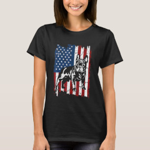 Französische Bulldogge bedrängte US-amerikanische T-Shirt