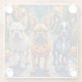 Französische Bulldogge beim Trick-or-Treat Hallowe Glasuntersetzer (Rückseite)