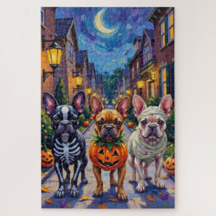 Französische Bulldogge beim Trick-or-Treat Hallowe Puzzle