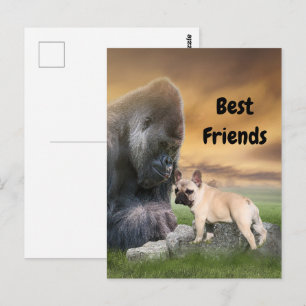 Französische Bulldogge Beste Freunde French Bulldo Postkarte